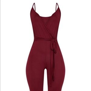 Burgundy Jersey Strappy Wrap Tie Waist